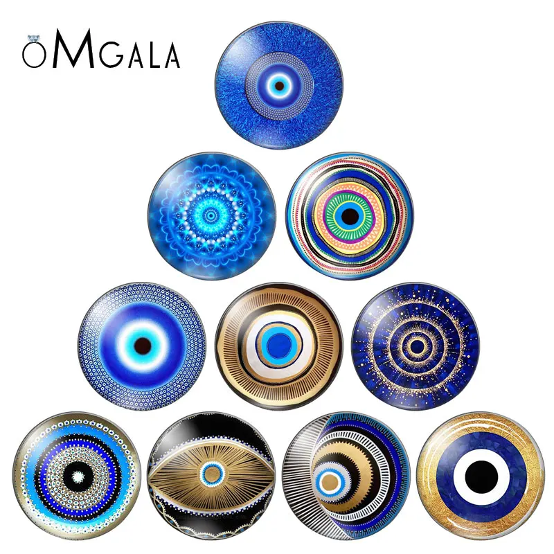 Lucky Turkish Greek Blue Eye evil eyes For jewelry 12mm/16mm/18mm/25mm Round photo glass cabochon demo flat back Making findings