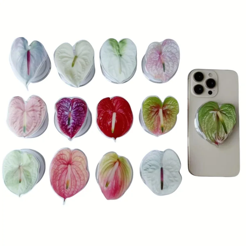 

Simulation Tropical Leaf Socket Phone Grip Holder for Magnetic IPhone Mac Samsung Safe Ring Finger Expanding plant Stand Phone
