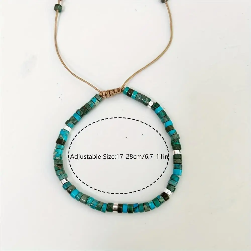 Adjustable Natural Turquoise Beaded Bracelet, Perfect Gift