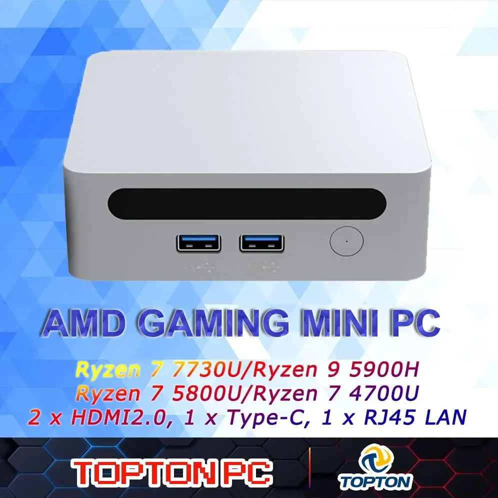 Mini PC AMD Ryzen 7 7730U 7 5800U Radeon 680M, computer desktop Windows 11 Pro dal design compatto in alluminio con Wi-Fi 6E/BT 5.2