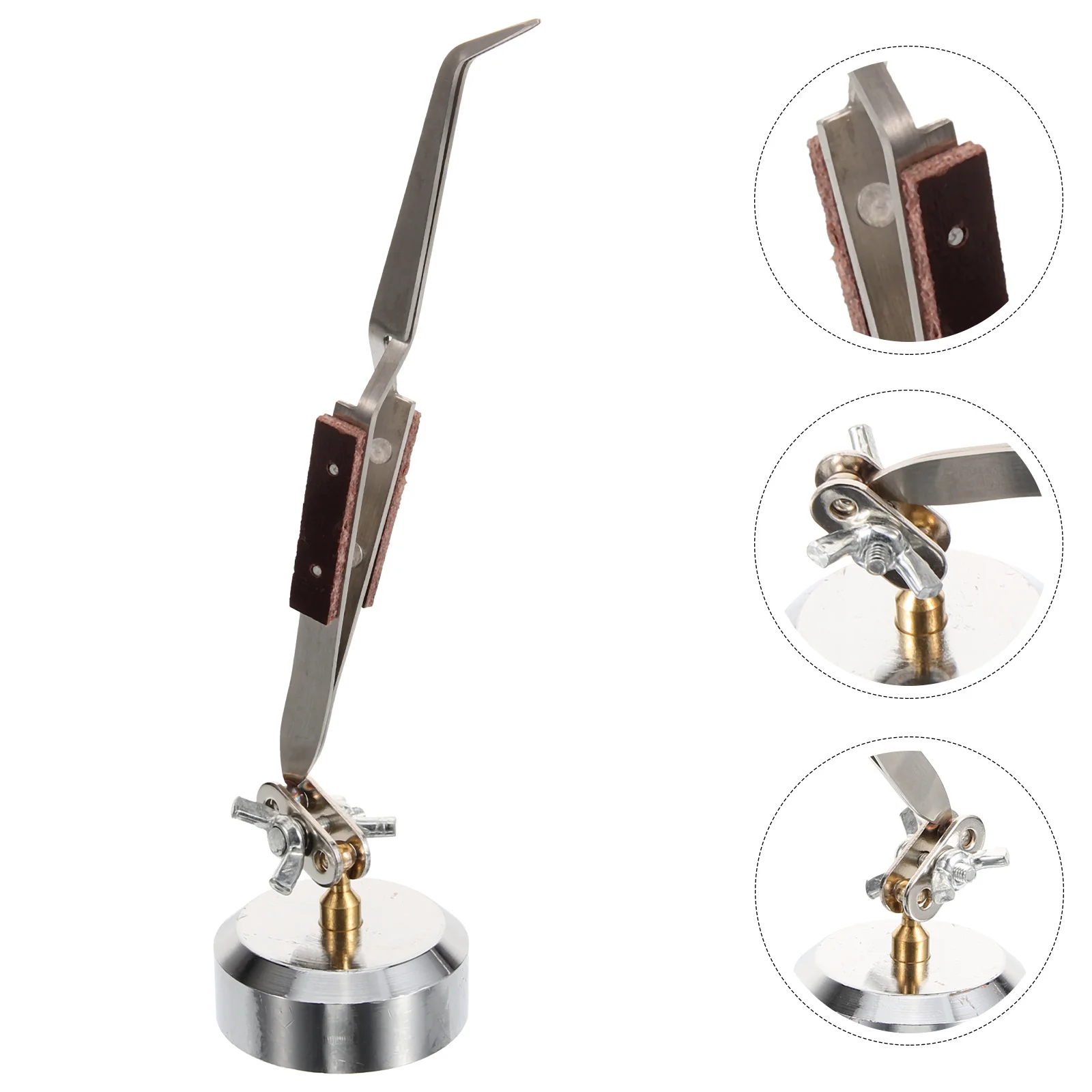 

Jewelry Making Tweezers Stainless Steel Anti-Slip Nipper Rebound Clamp Rotating Bracket Jewelry Craft Tool Precision