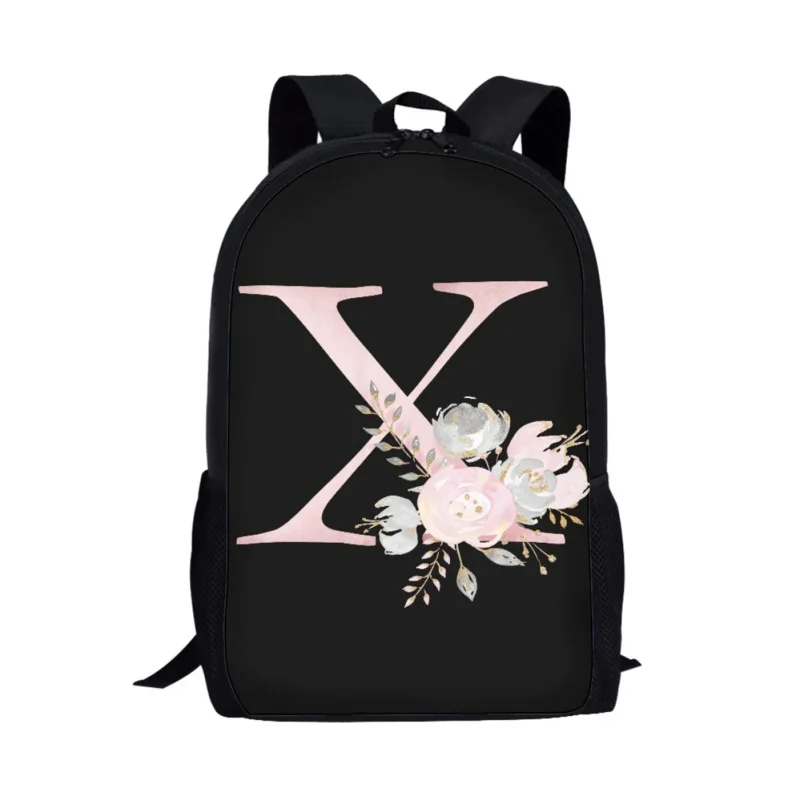 Mochila con diseño de flores y letras artísticas para estudiantes, niñas y niños, Bolsa Escolar para mujeres y hombres, mochilas de viaje informales, mochilas diarias para adolescentes