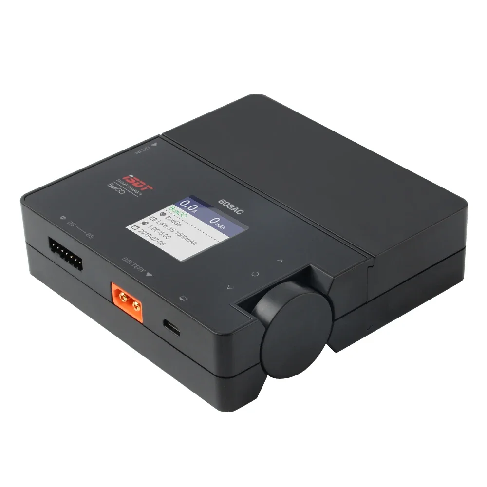 ISDT 608AC AC 50W DC 200W Caricatore/scaricatore a bilanciamento rapido Batteria intelligente BattGo con alimentatore staccabile per LiFe LiPo Lilon