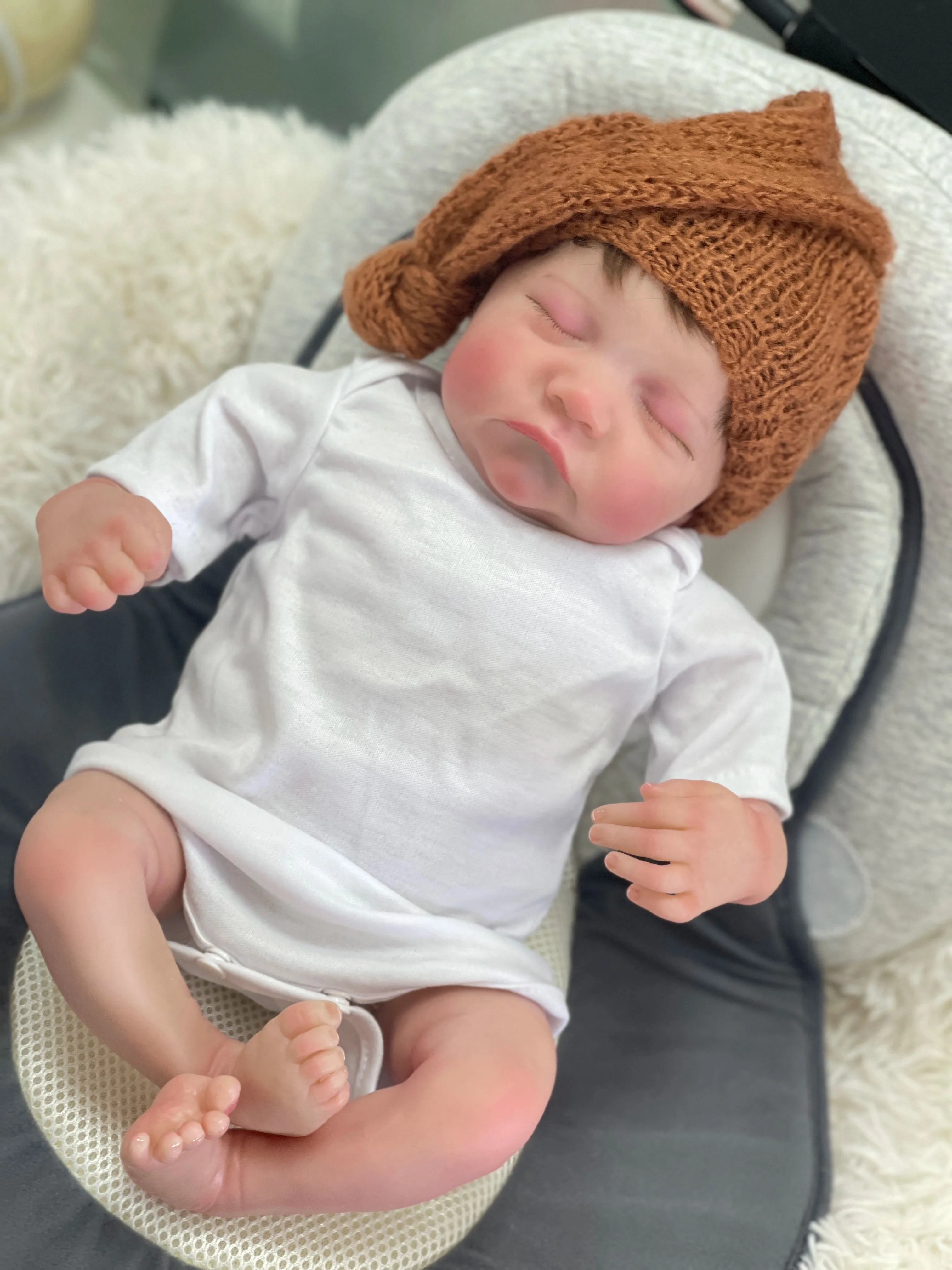 48 CM Levi Pasgeboren Slapen Reborn Babypoppen 3D Huid Meerdere Lagen Schilderen Zichtbare Aderen Hoge Kwaliteit Collectible Art Doll