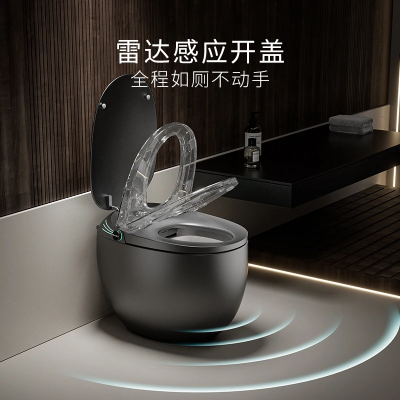 مرحاض ذكي متكامل بدون حد ضغط الماء، مسدس كهربائي منزلي مستدير أوتوماتيكي، مرحاض رمادي #3