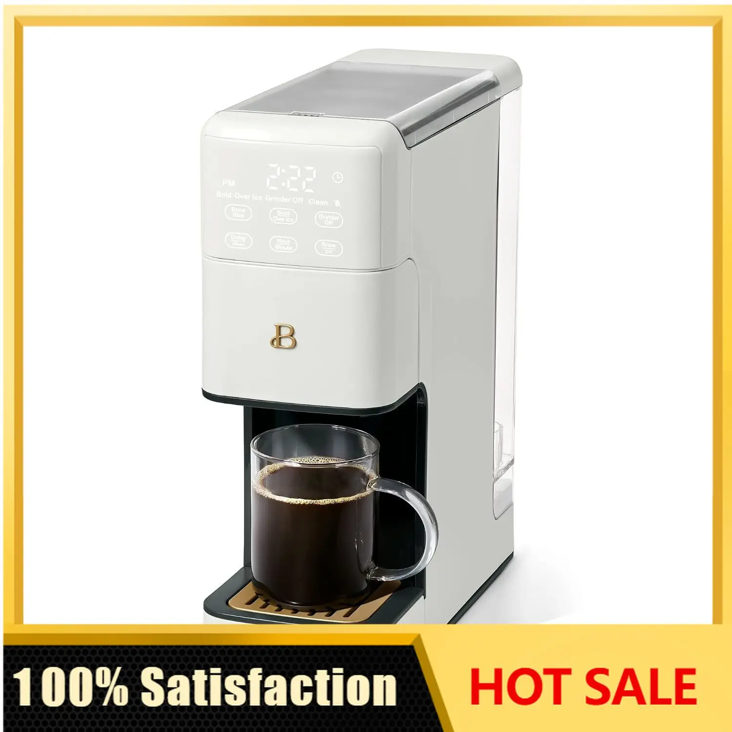 IT'S BRAZILIAN Beautiful Perfect Grind™ Programmable Single Serve Coffee Maker, White Icing by Drew Barrymore