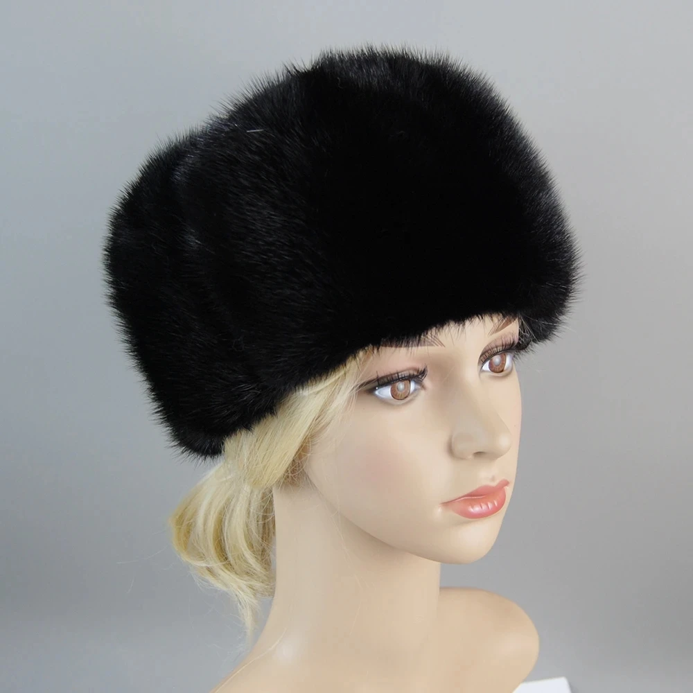 2025 New Winter Snow Unisex Natural Mink Fur Beret Bomber Hats Caps Hot Sale Luxury Women Real Mink Fur Hat Real Mink Fur Cap