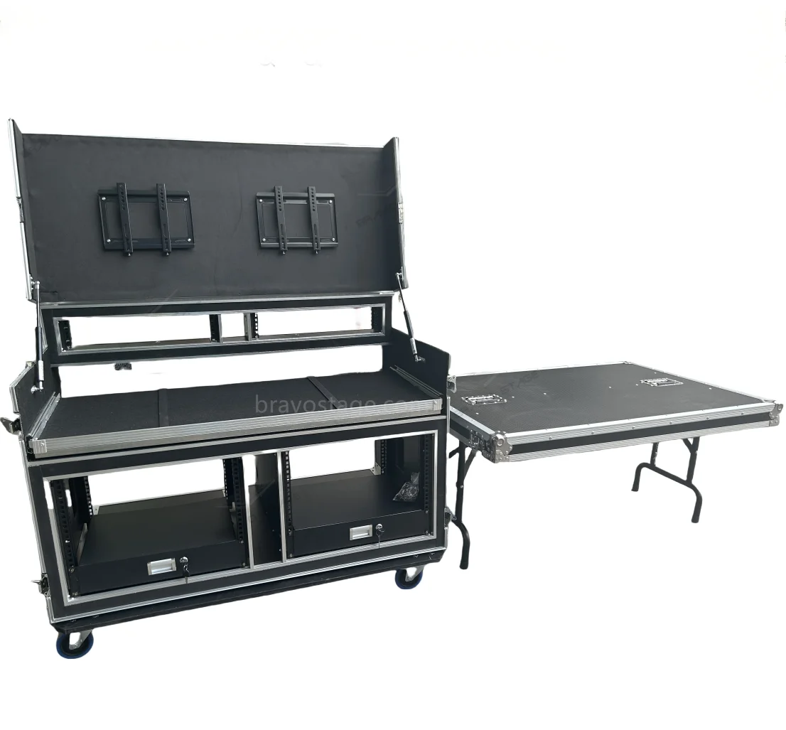 Portable Mobile Video DJ Production Workstation and Twin Video Streaming  with Drawer
