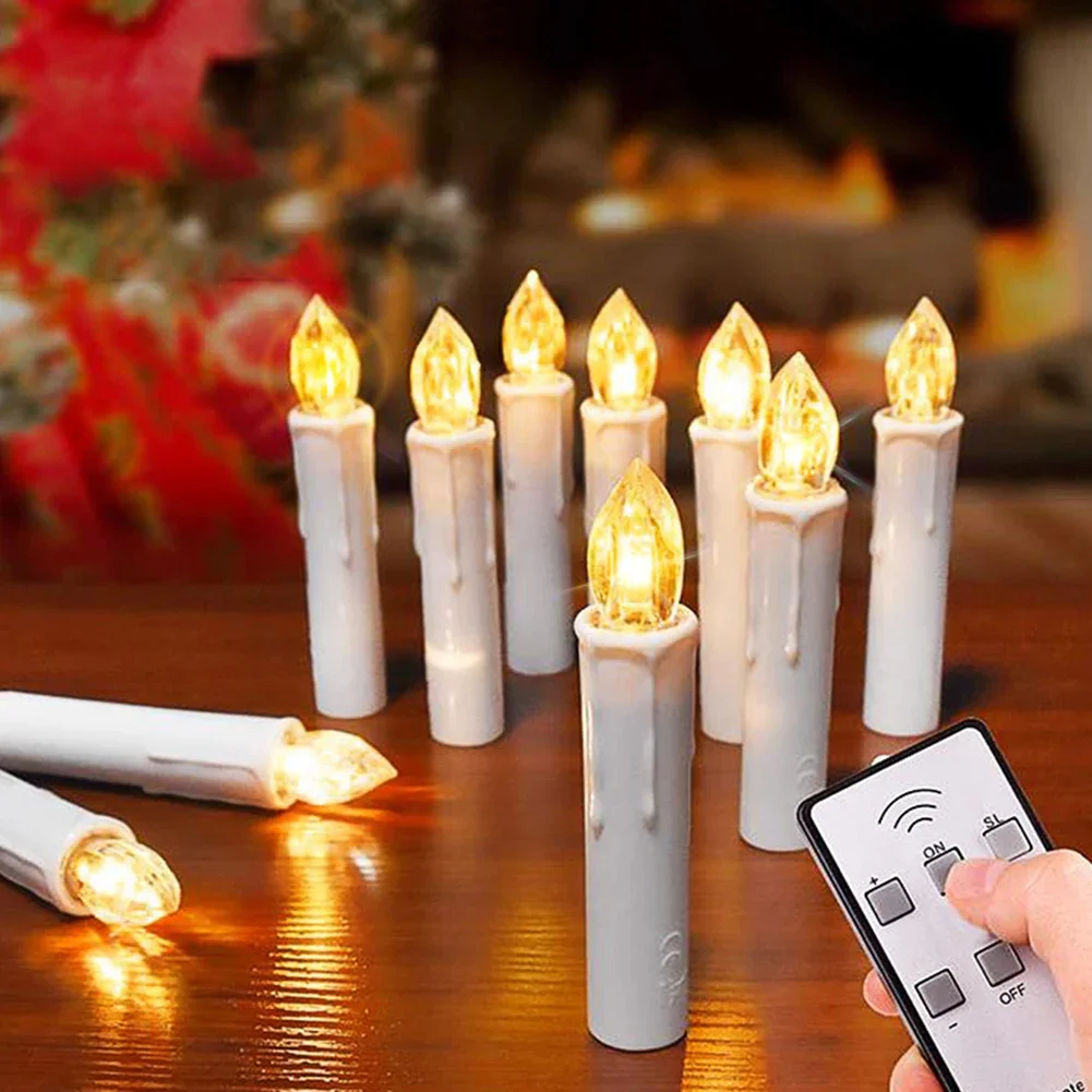 LED Candles With Flashing Flames Battery Operated Christmas Tree Candle Timer Remote Control New year's Decoration Fake candles