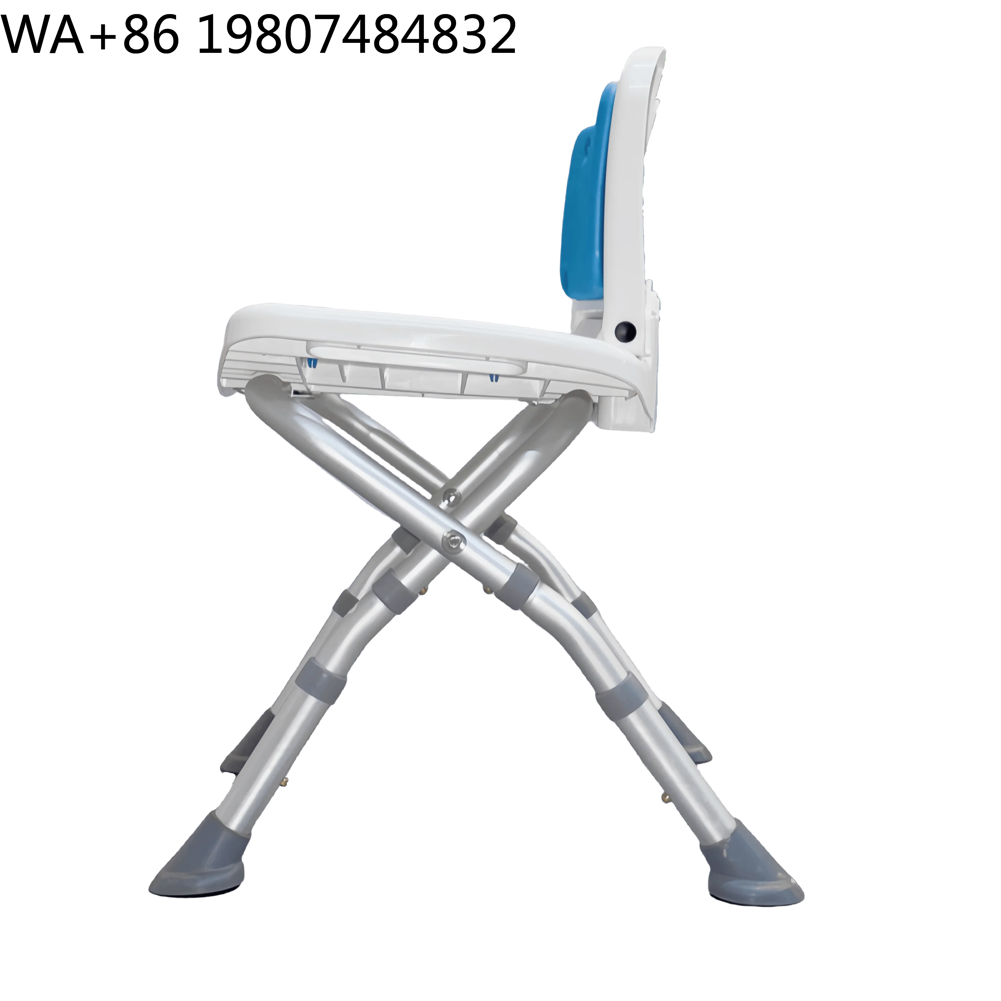 Aluminum Height Adjustable Fold Bath Chair Lightweight Max 120KG Load Anti-slip Auxiliary Seating For Elder Daily Bathroom