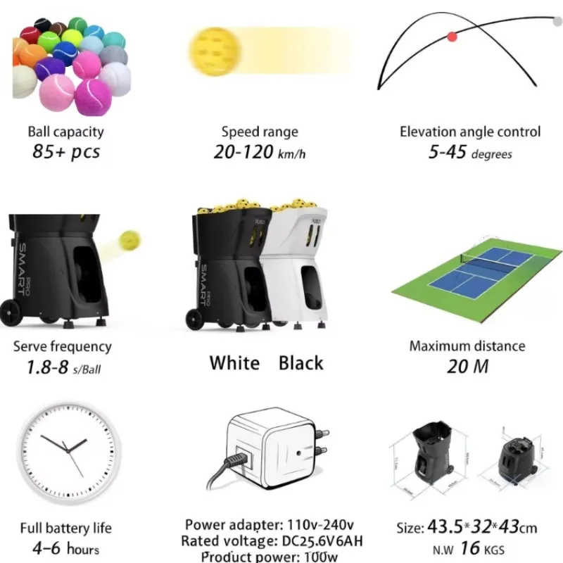 2026 Newest Arrival Pusun PP-Smart Pro Pickleball Service Machine Intelligent Automatic Practice Trainer with APP Remote Control