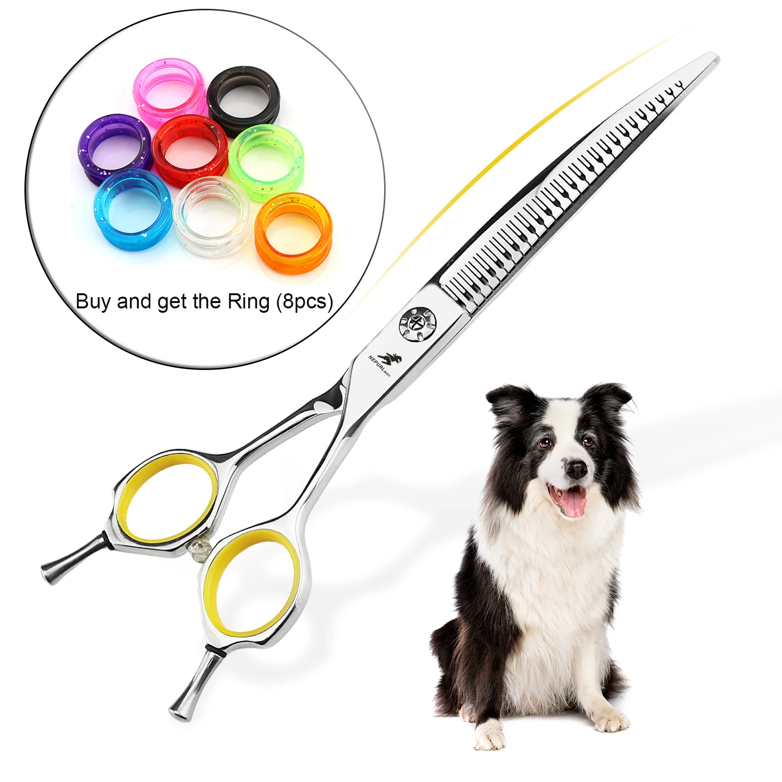 high-end-75inch-silver-jp440c-double-tail-downward-curved-natural-scissors-pet-grooming-scissors-super-sharp-and-work-great