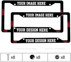 2Pack Custom Car License Plate Frame Customized Design Your Own License Plate Frame with Text Image Logo with 4 Holes and Screws