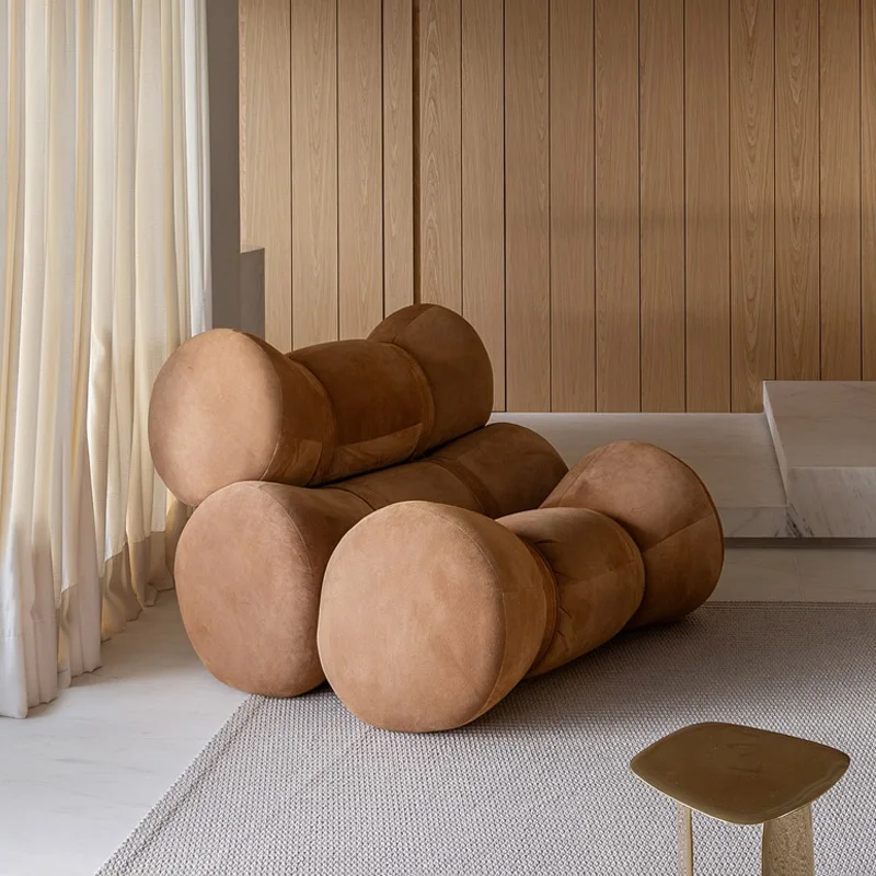 Modern minimalist single sofa art soft cushion lounge chair for living room hotel single chair with high-density sponge filling