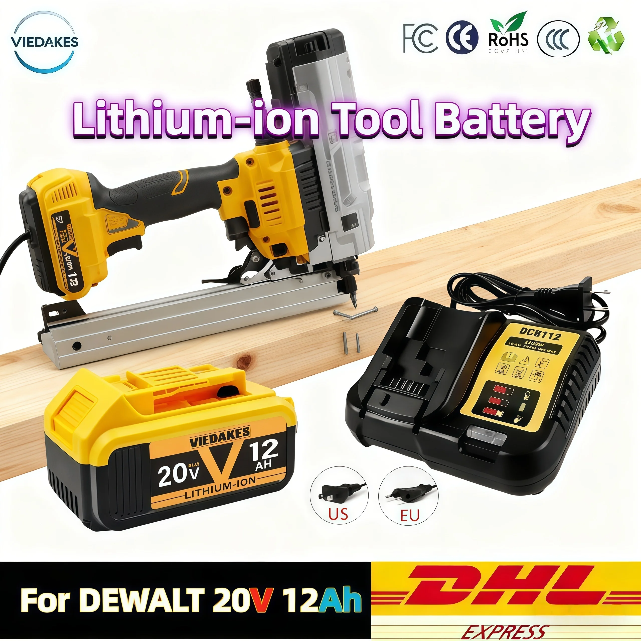 

Original for DEWALT 20V 8/10/12.0 Ah Rechargeable Lithium-ion Tool Battery with BMS and Fast Changer suitable for DEWALT Tool