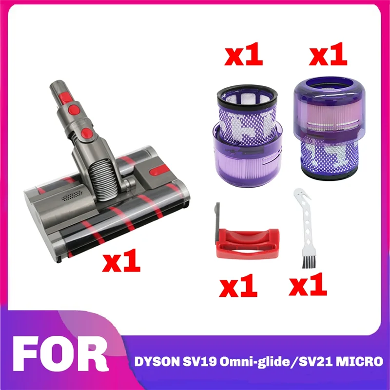 ABUD-untuk Dyson Omni-glide Sv19/21 Sikat Rol Kepala Pembersih Kepala Rol Lembut Motor Pengganti Kepala Vakum dengan Filter