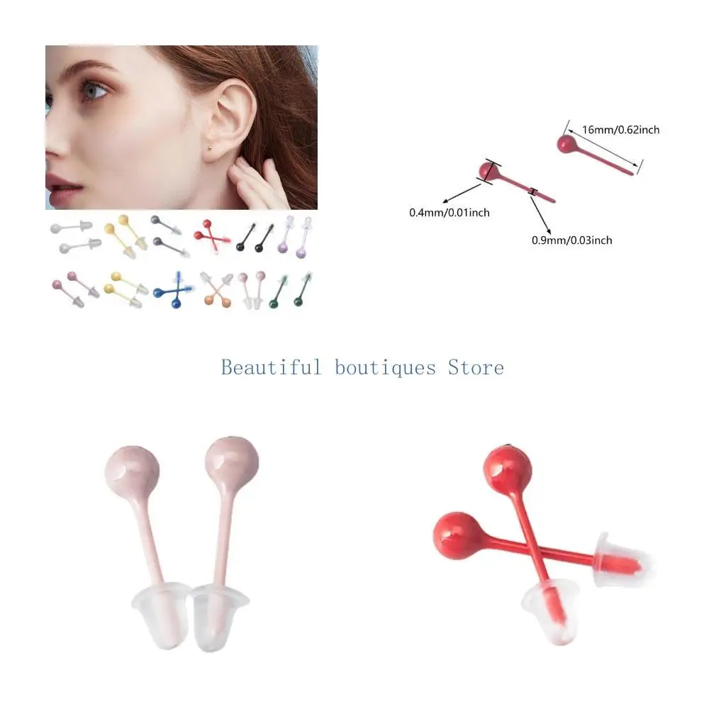 U4LF Practical Round Bioceramics Ear Nose Studs Flexible Bioplast Nickel Piercing Retainers Sturdy Bioceramic Materials