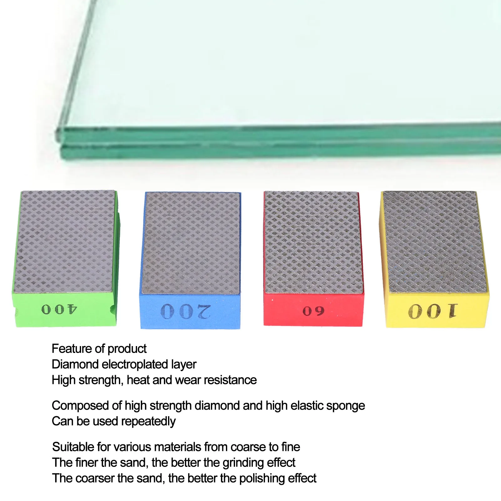 수공구 핸드 샌딩 패드 타일 스톤 트리밍 디버링용 핸드 폴리싱 패드 60 #   100 #   200 #   400 #   모래