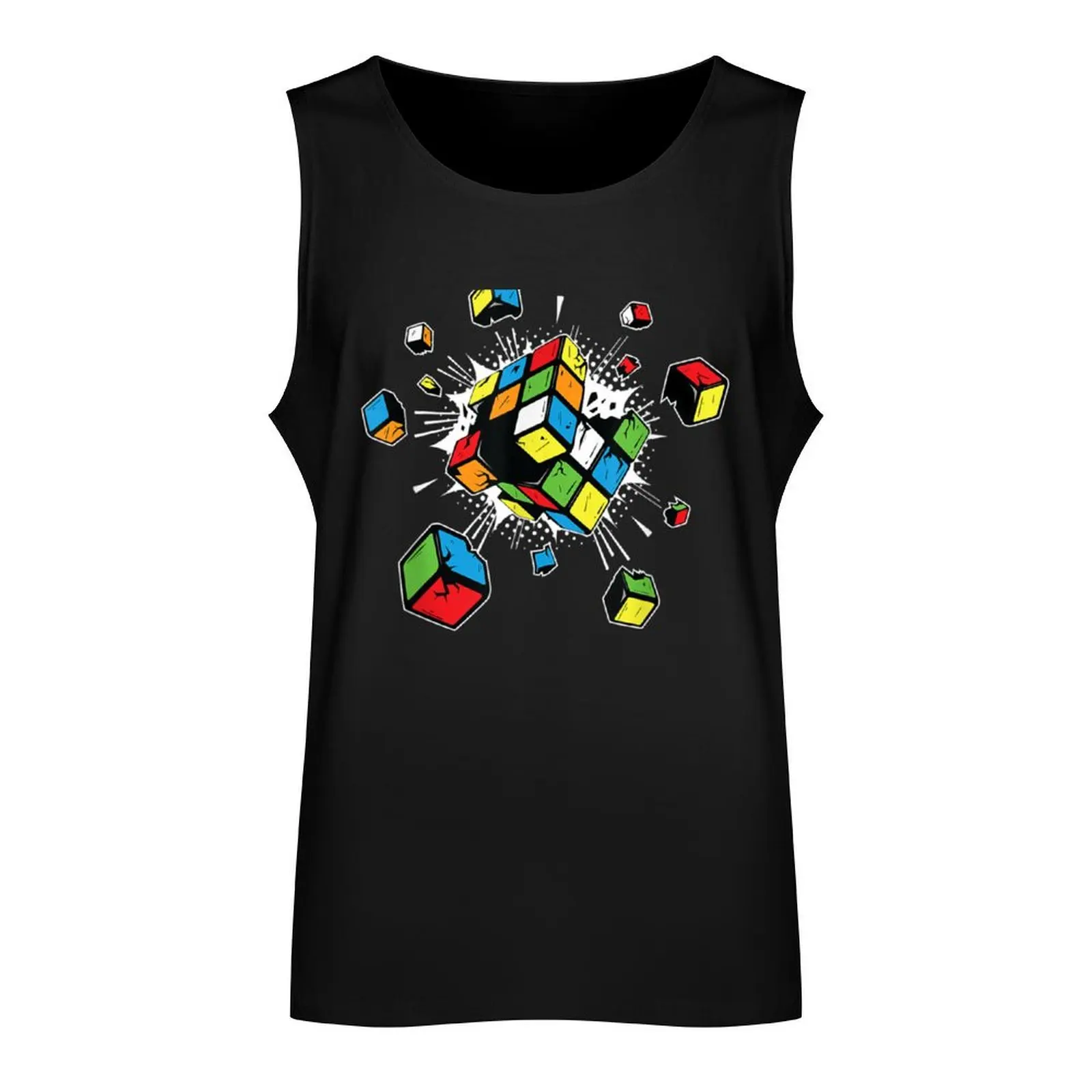 Exploding Cube Speed Cubing Puzzle Master Tank Top Men's cotton t-shirt Sleeveless top