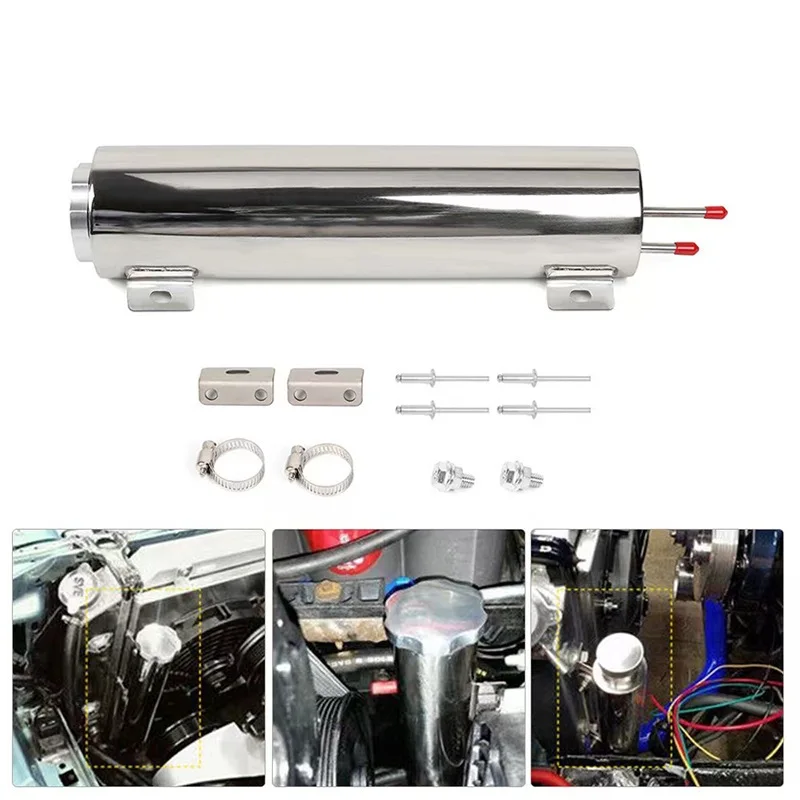 

Car Retrofit Polished Stainless Steel Overflow Water Tank Radiator Overflow Tank Coolant Tank 3 "X10" 3 "X9"