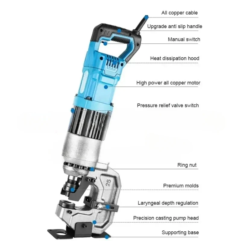 CPM-25 Hydraulic Punching Channel Steel Puncher Copper Aluminum Plate Hole Opening 220/110V 2000W 20T