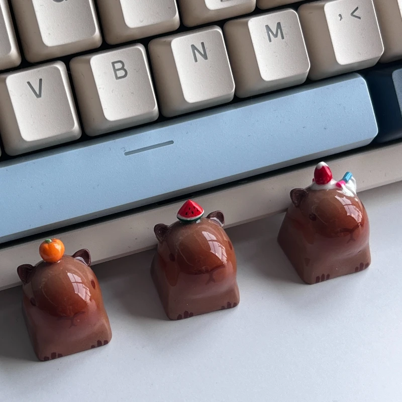 Capibara Keycaps Origineel Ontwerp Aardbei Ijs Dolfijn Artisanale Keycap Cartoon Dier Mechanische Keyboard Keyboard Accessoire