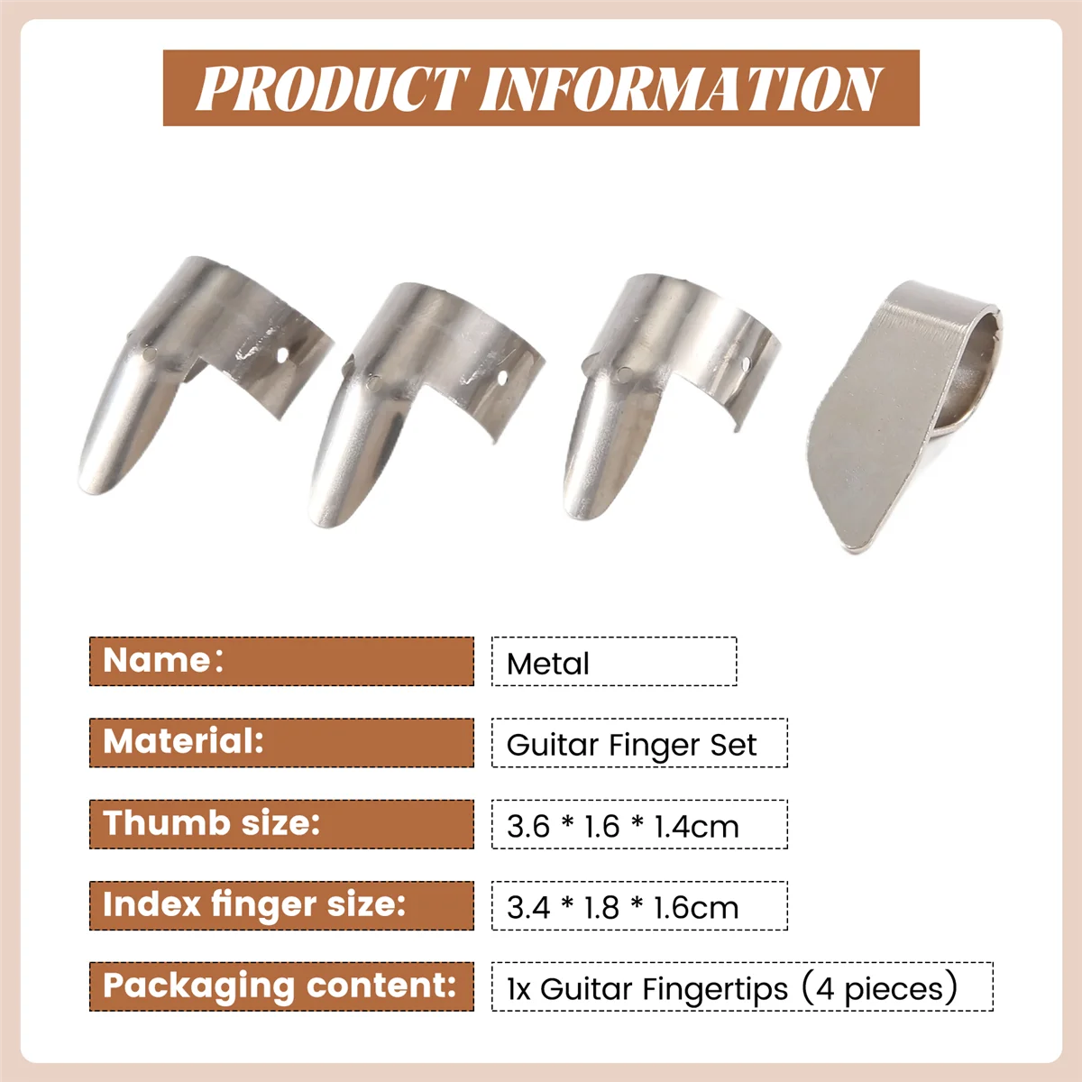 3 Metal Finger Picks + 1 Thumb Pick ชุดกีตาร์ Fingerpicks สําหรับกีตาร์ Dobro Banjo, ฯลฯ