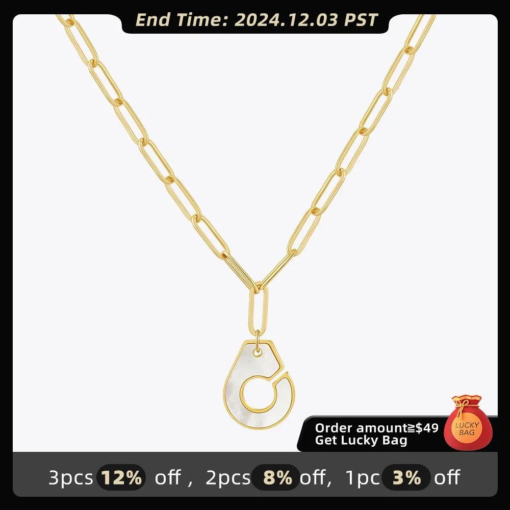 

ENFASHION Collares Para Mujer Handcuffs Shell Link Pendant Necklace For Women's 18K Plated Gold Fashion Jewelry Party P243468