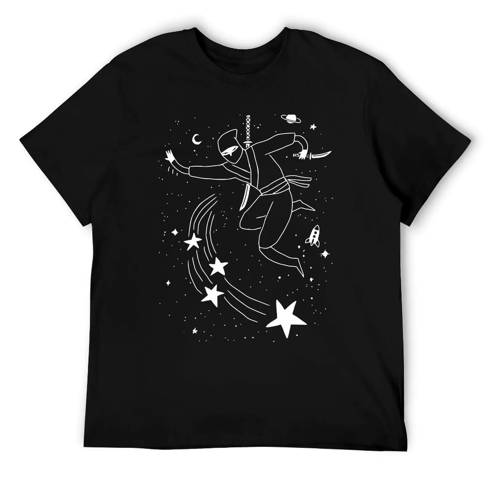 Space Ninja Throwing Stars T-Shirt t shirts for man cotton funny t shirt man designer T-Shirt