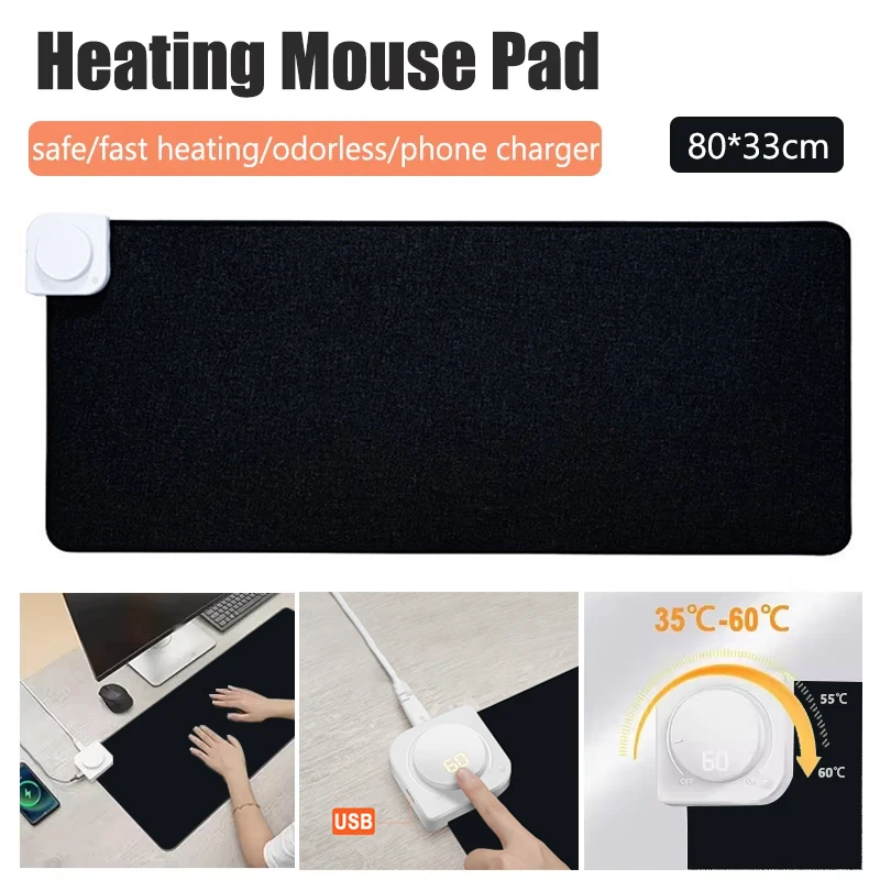 Intelligent Electric Heat Mouse Pad Display Temperature Heating Pad Table Mat Warming For Winter Office Computer Desk Keyboard