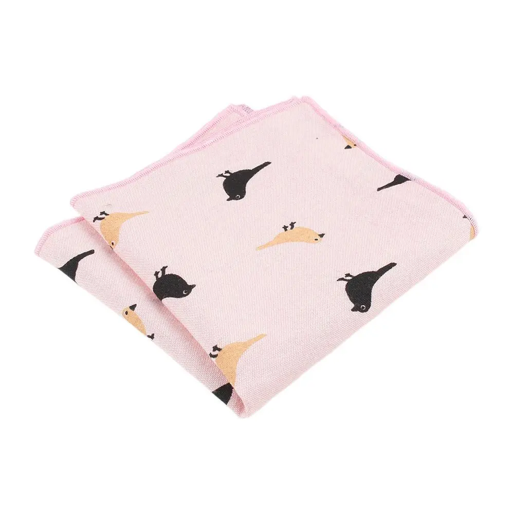 Vintage Western Style Suit Accessories Bird Pattern Handmade Feather Pocket Square for Wedding Dress Party Hanky Handkerchief