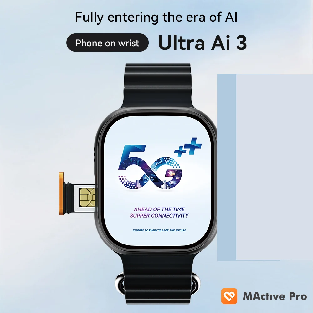 4G 5G Microwear U ltra Ai 3 Smart Watch 2+ 16 GB AMOLED NFC ChatGPT 49mm GPS Wifi Camera Sim Card Call APP Download Smartwatch