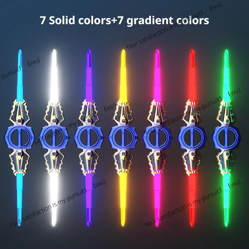 Light Up Sword Double-Edged Rotating Retractable Lightsaber Super Cool Toy USB Charging Birthday Gift
