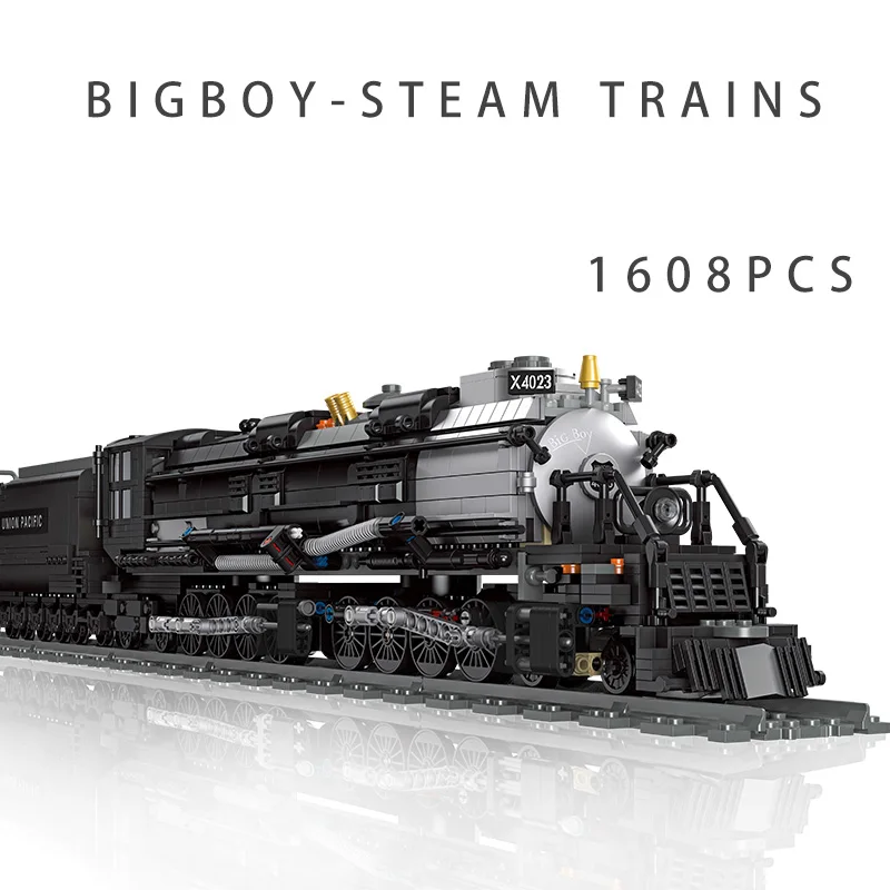 

1608 шт. строительные блоки для парового поезда, Союз Тихоокеанский поезд Big Boy, городская железная дорога, сборная модель, кирпичи, детские игрушки, праздничные подарки