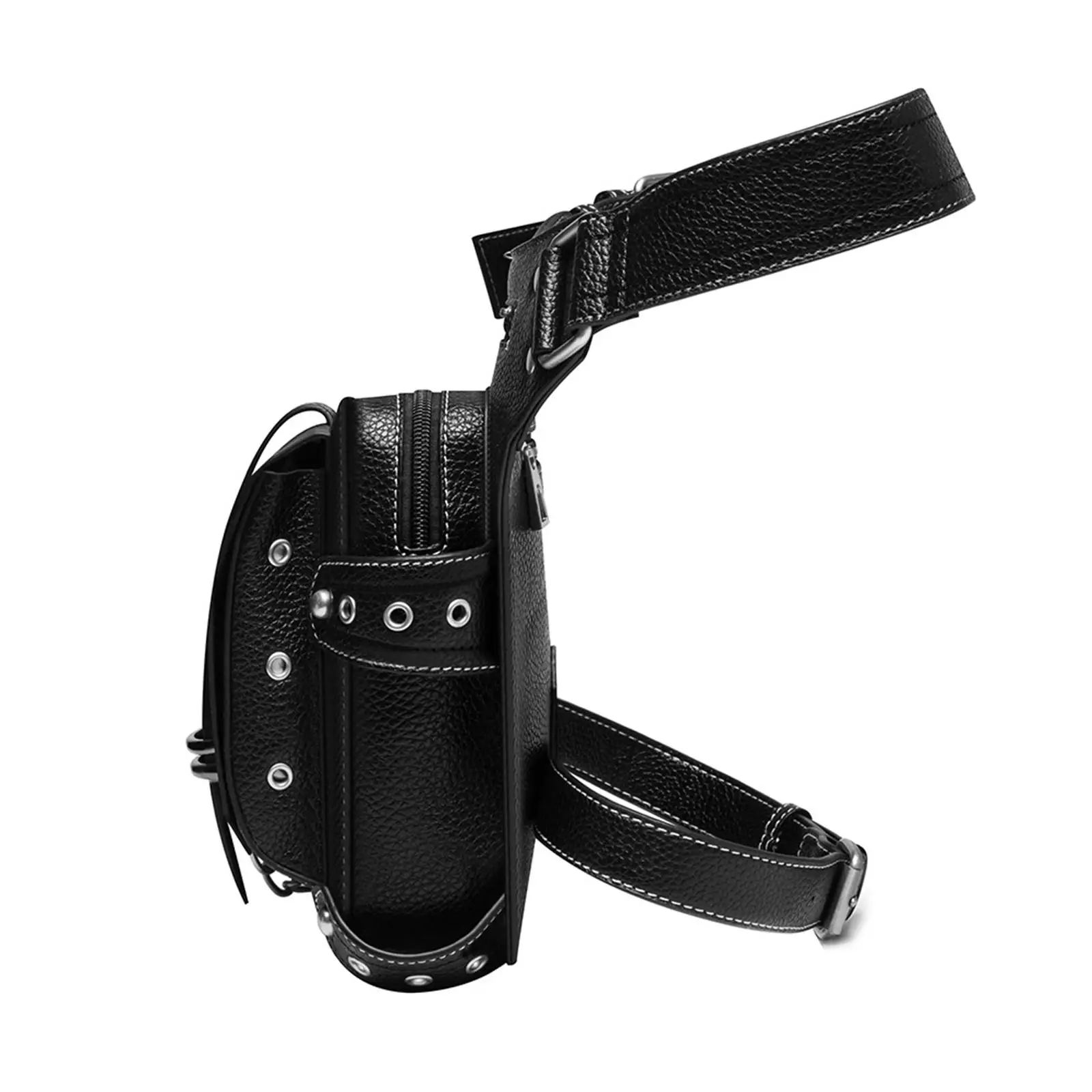 

Fashion Waist Bag Thigh Leg Fanny Pack Daypack Wallet Adjustable Strap Pocket Punk Leather for Motorcycle Camping Halloween