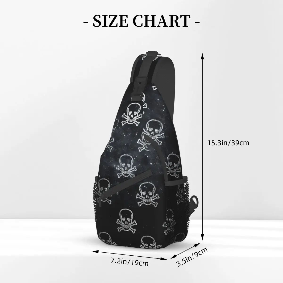 Silver Skull Squelette Crossbody Chest Bags Pockets Travel Pack Messenger Sports Teens Shoulder Bag Unisex