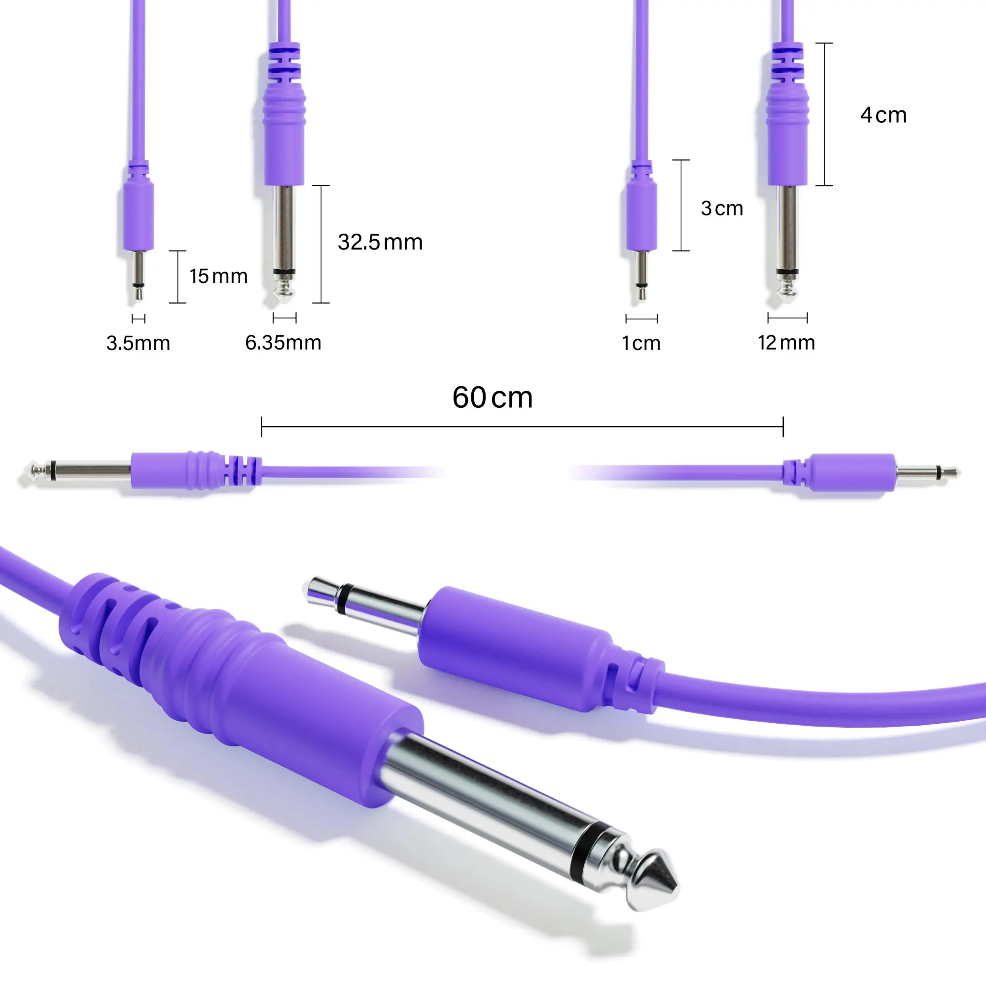 ExcelValley - 12-Pack - Mono Patch Cables - TS 3.5mm 1/8