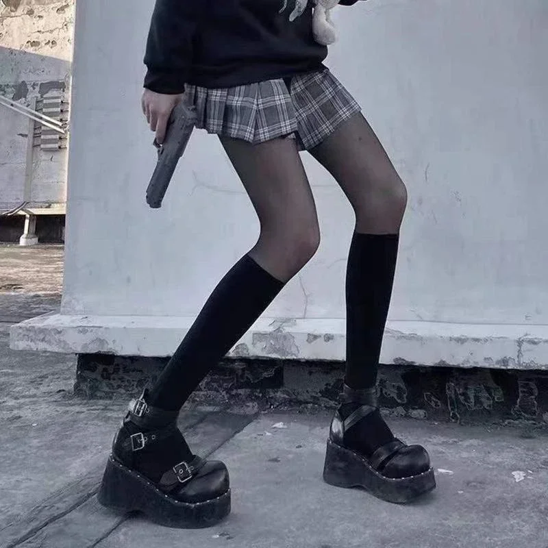 

Женские сексуальные черные стильные тонированные прозрачные ложные высокие чулки, колготки 15UB