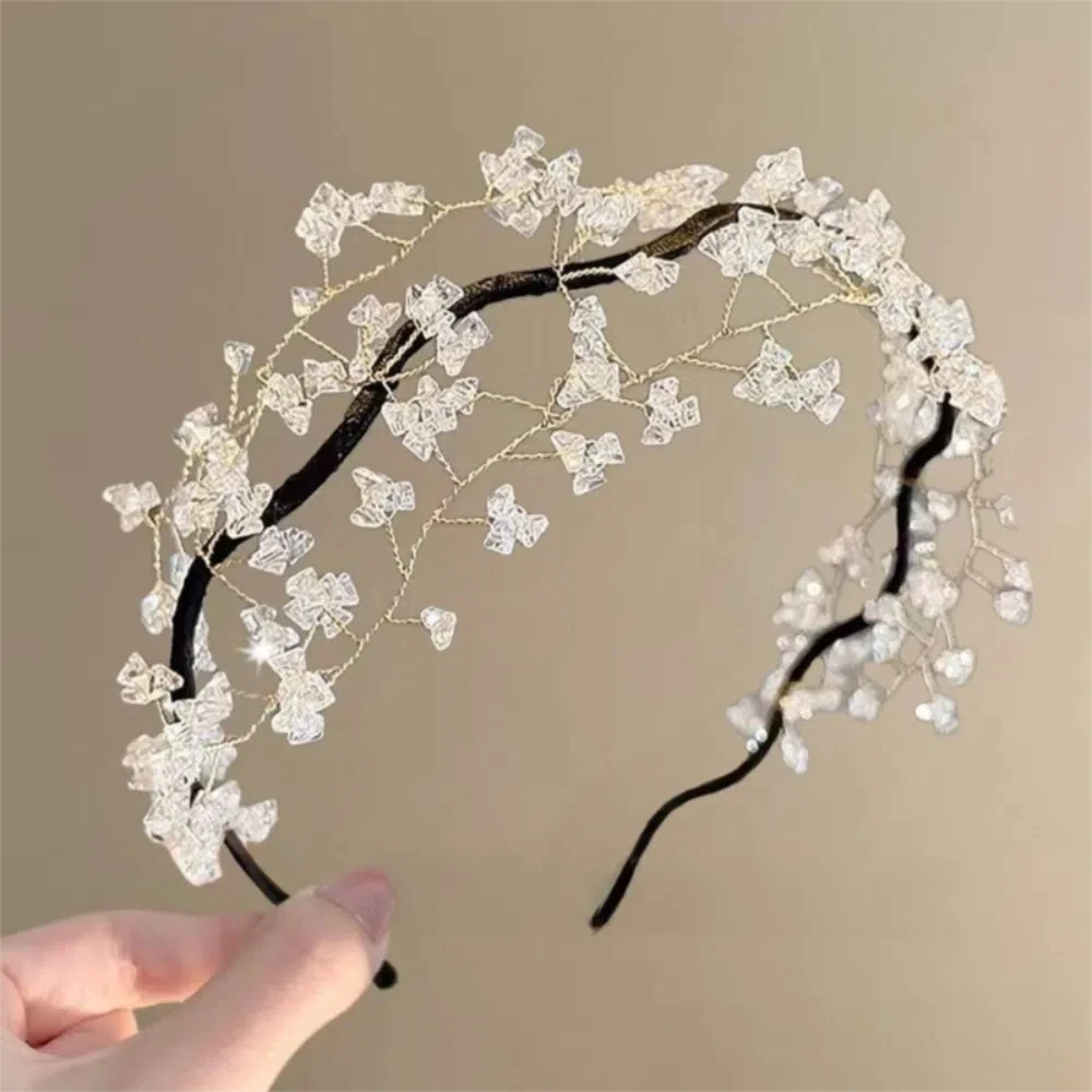 

Sweet Korean Style Fairy Vintage Headband Elegant Green Crystal Beaded Hair Hoop Hair Ornaments Luxury Wedding Headwear Girls