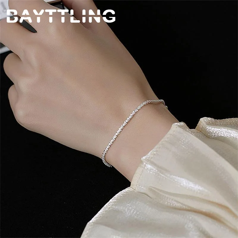 

925 Sterling Silver 20cm Exquisite Sparkling Bracelet Fashion Women Couple Wife Anniversary Gift Jewelry Accessories