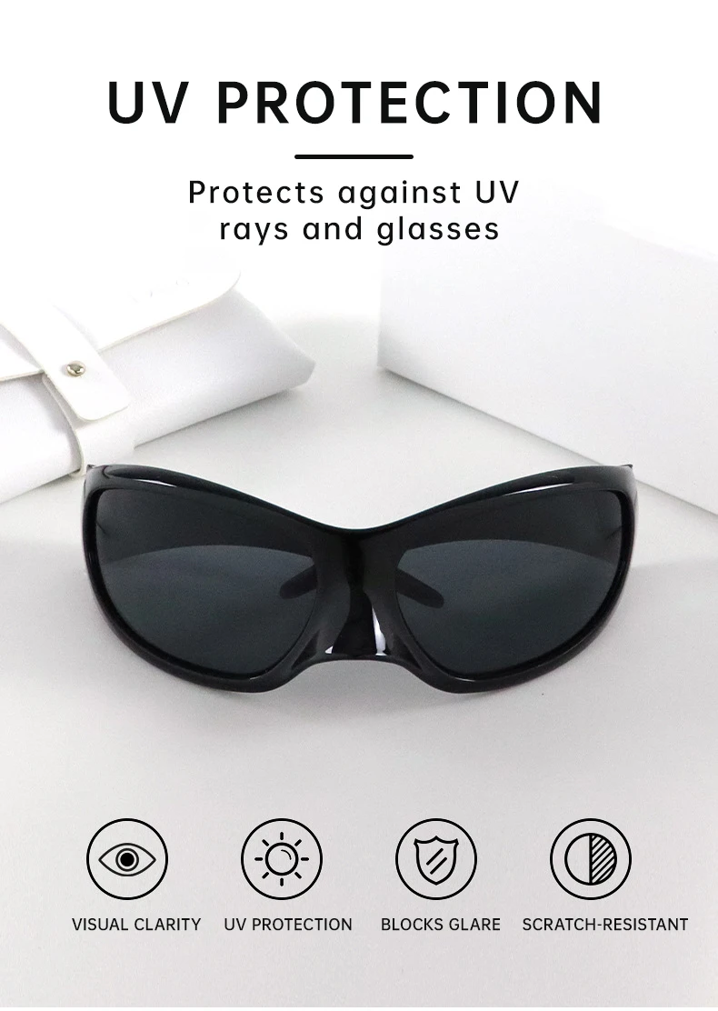 Übergroße Y2K-Punk-Sonnenbrille für Damen, 2026, Luxusmarke, Warp Around, Steampunk-Sonnenbrille für Damen, Shades, Vintage-Brillen, UV400 – Detail 3