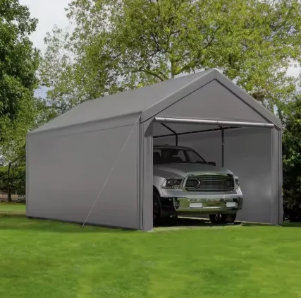 3M X 6m PE Heavy Duty Canopy Steel Canopy Storage Shed, Portable Garage Party Tent with Removable Side Walls and Doors