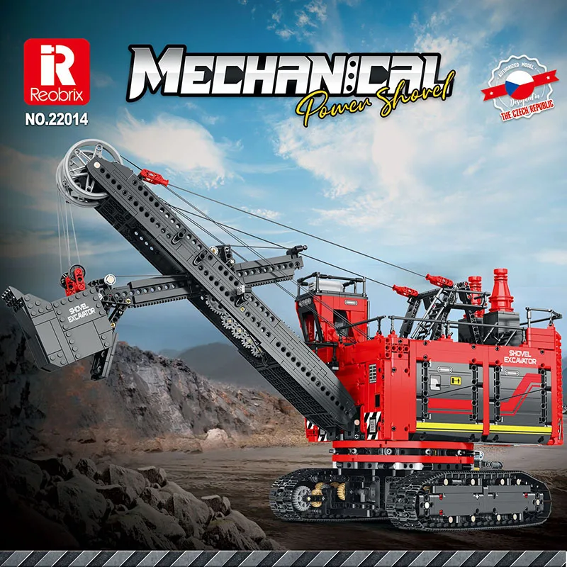 Reobrix 22014 Front Shovel Rope Excavator Model Rc APP Remote Control Engineering Series DIY Toys Building Blocks Gift For Boys