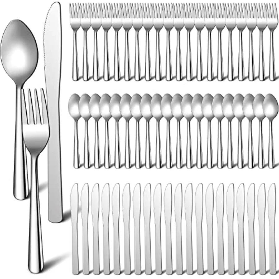 

BBTO Набор столовых приборов из 100 шт. для 33 набора столовых приборов из нержавеющей стали, зеркально полированная кухонная утварь, набор столовых приборов с квадратным краем I