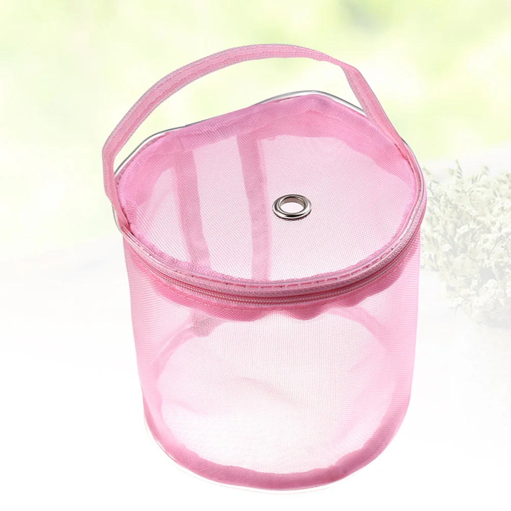 

Knitting Bag Pink Crochet Storage Organizer Lightweight Yarn Holder with Carrying Handle Travel Friendly Craft Tote