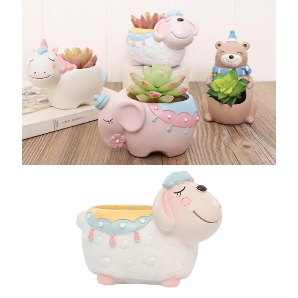 Mini Cute Cat Succulent Planter Pots Decorative Cactus Planter Small Animal Flower Plant Window Box Containers with Drainage