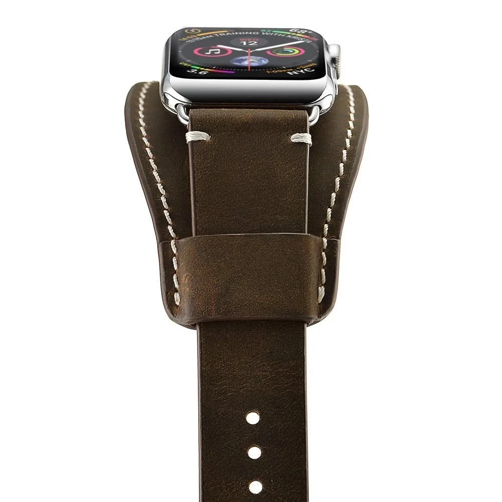 Luxury Punk Bracelet For Apple Watch Band 41mm 45mm Real Leather Strap iWatch 38mm 40mm 44mm Series 7 6 5 3 SE 8 Ultra band 49mm