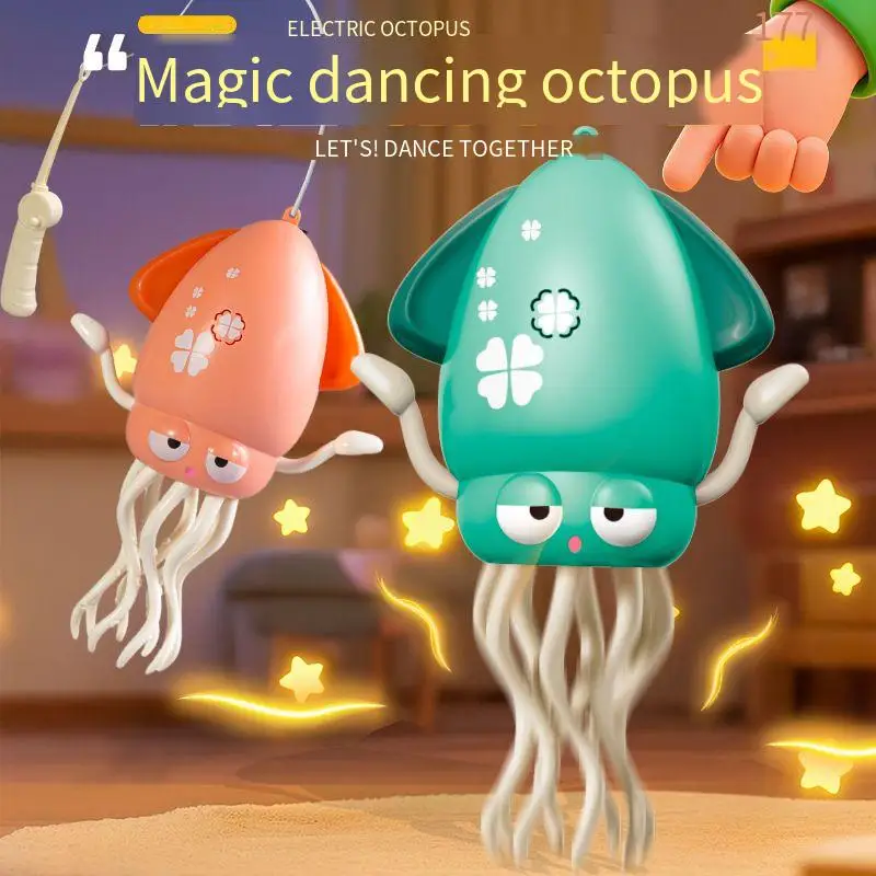전기 춤추는 오징어 자동 감지 장애물 회피 전자 애완동물 음악과 조명 충전식 인터랙티브 장난감 선물