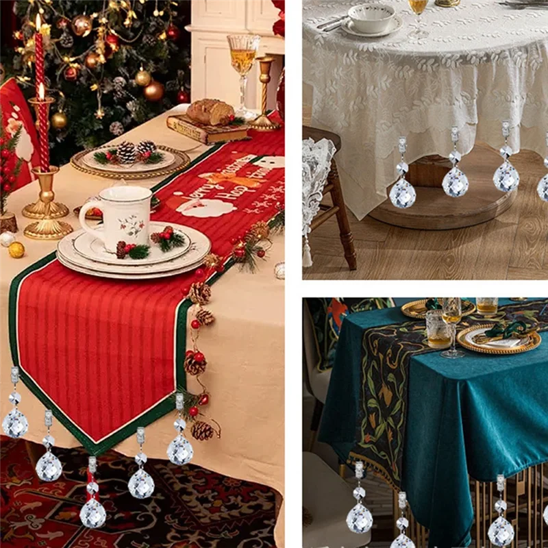 

8Pcs Tablecloth Weights Heavy Crystal Tablecloth Weight Hangers Pendants For Hold Curtains Shower Curtains Garden