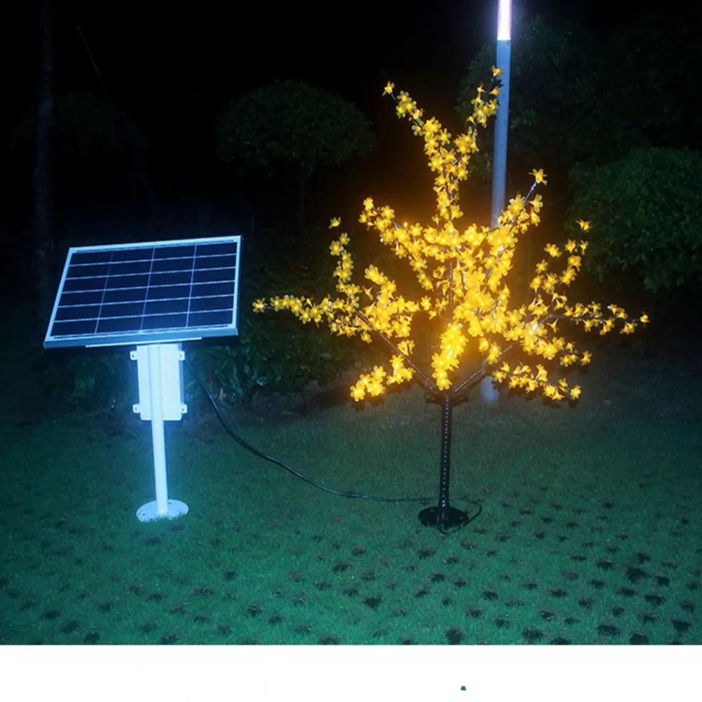 Solar Cherry Blossom Tree Light Christmas Tree Lamp Waterproof Garden Light 1.5M 1.8M Garland Landscape Lights